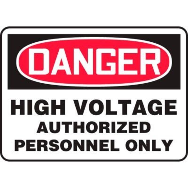 Accuform Accuform Danger Sign, High Voltage Authorized Personnel Only, 14inW x 10inH, Adhesive Vinyl MELC138VS
